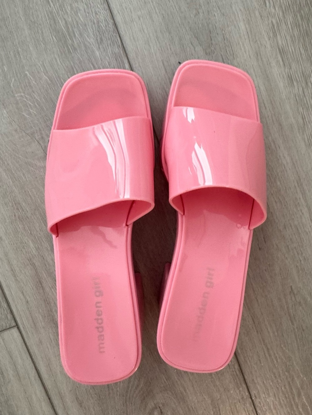 Madden Girl Glossy Bubblegum Pink Slide Sandals